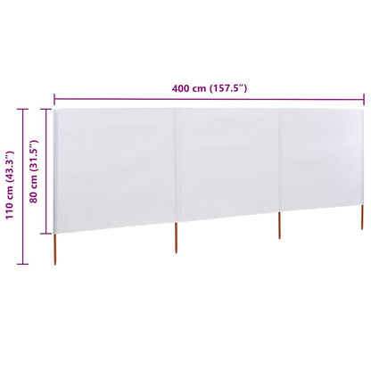 47140 vidaXL 3-panel Wind Screen Fabric 400x80 cm Sand White
