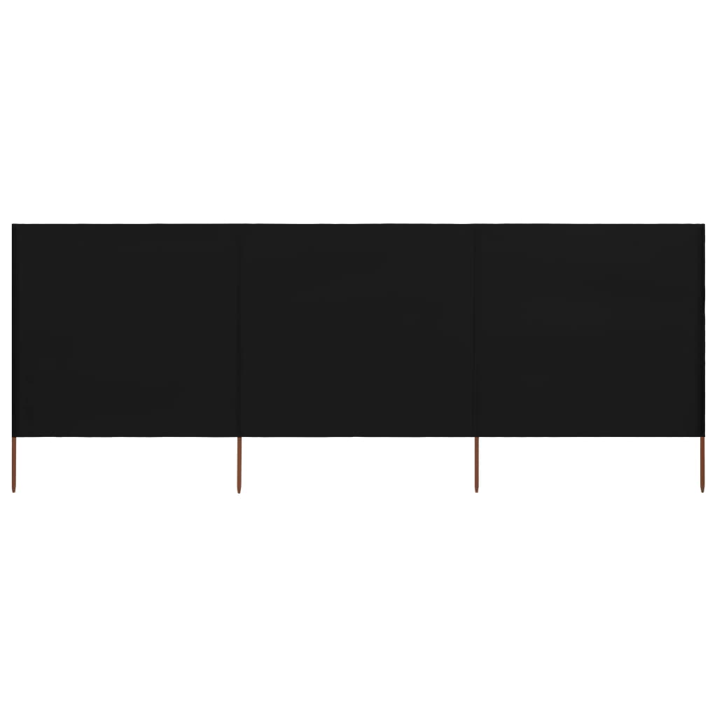 vidaXL 3-panel Wind Screen Fabric 400x120 cm Black