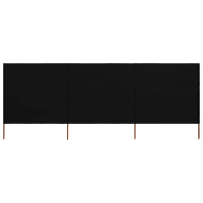 vidaXL 3-panel Wind Screen Fabric 400x120 cm Black
