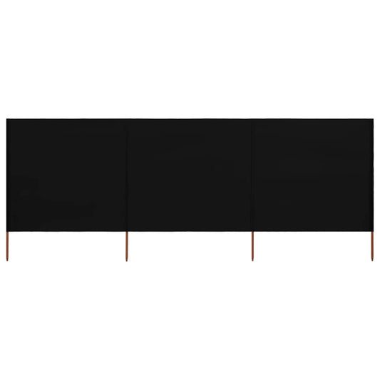 vidaXL 3-panel Wind Screen Fabric 400x120 cm Black