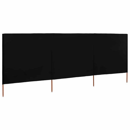 47146 vidaXL 3-panel Wind Screen Fabric 400x120 cm Black
