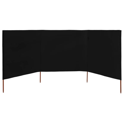 vidaXL 3-panel Wind Screen Fabric 400x120 cm Black