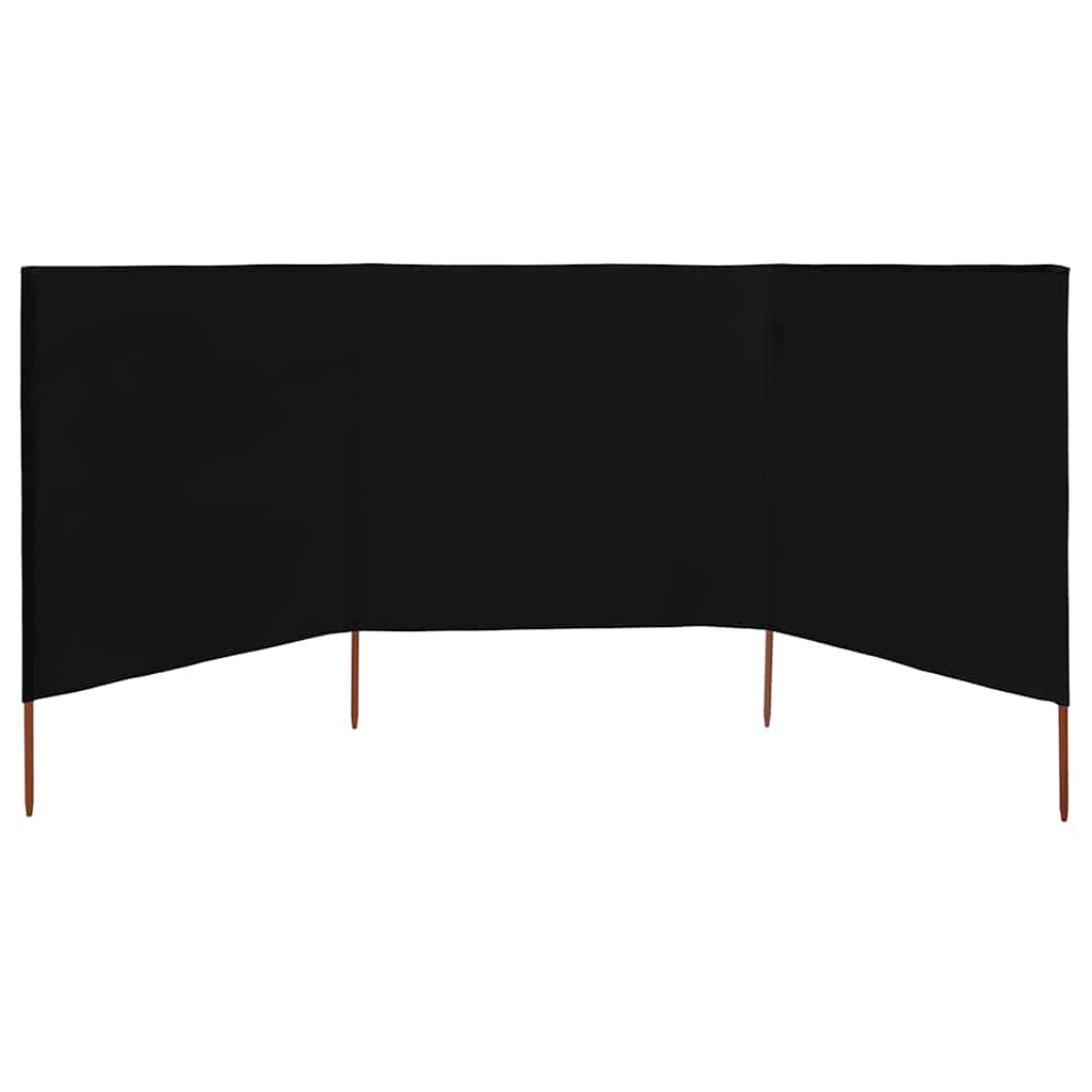47146 vidaXL 3-panel Wind Screen Fabric 400x120 cm Black