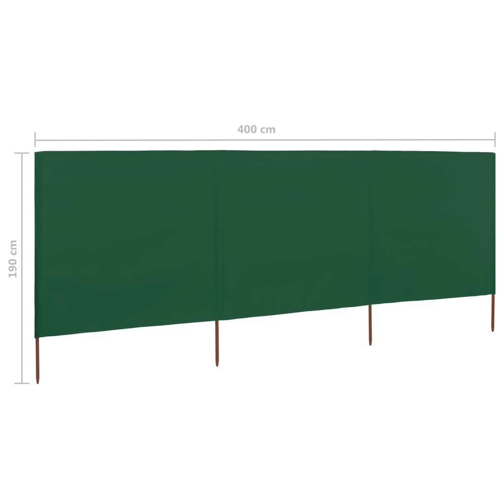 vidaXL 3-panel Wind Screen Fabric 400x160 cm Green