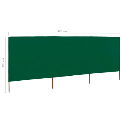 vidaXL 3-panel Wind Screen Fabric 400x160 cm Green