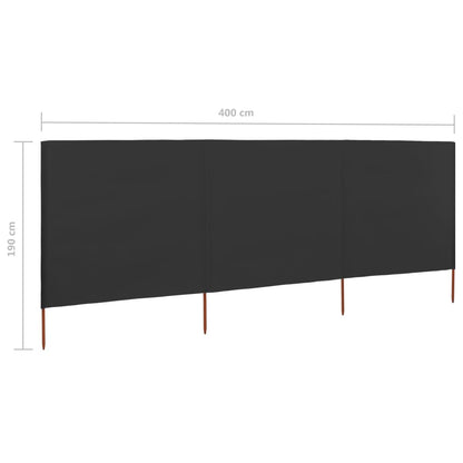 vidaXL 3-panel Wind Screen Fabric 400x160 cm Anthracite