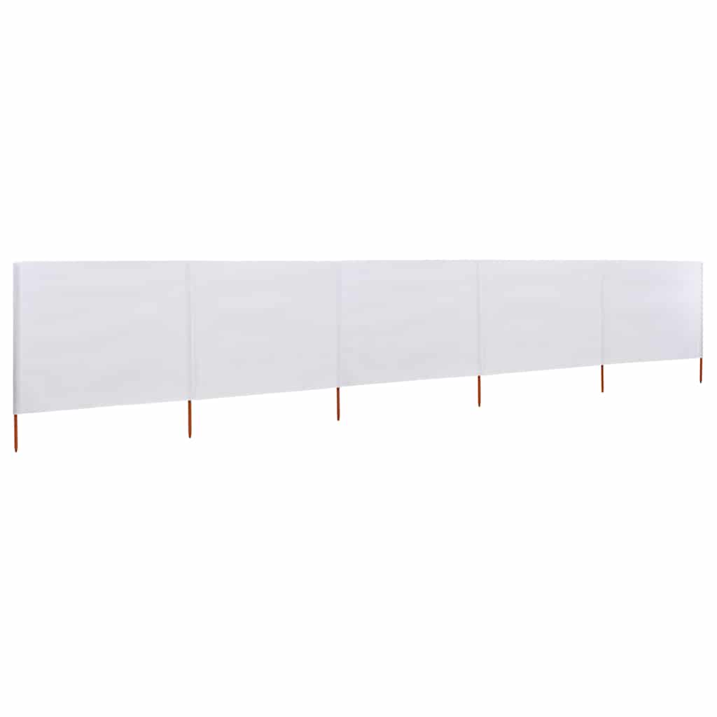 vidaXL 5-panel Wind Screen Fabric 600x80 cm Sand White