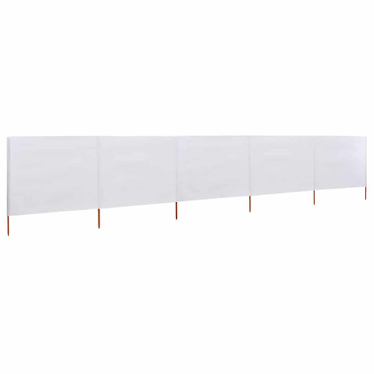 vidaXL 5-panel Wind Screen Fabric 600x80 cm Sand White