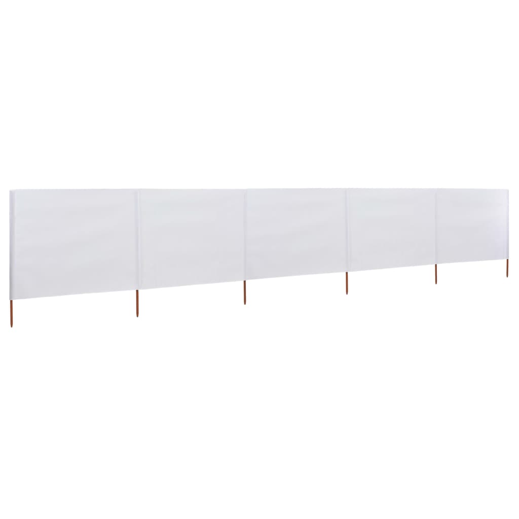 vidaXL 5-panel Wind Screen Fabric 600x120 cm Sand White