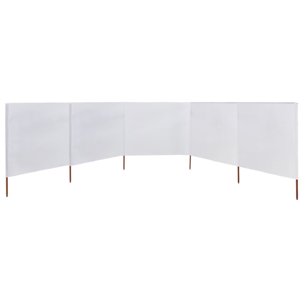 vidaXL 5-panel Wind Screen Fabric 600x120 cm Sand White