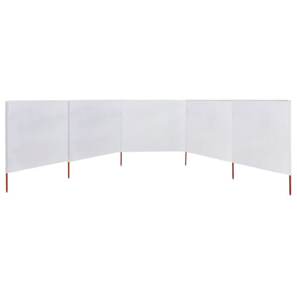 vidaXL 5-panel Wind Screen Fabric 600x120 cm Sand White