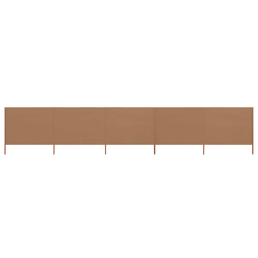 vidaXL 5-panel Wind Screen Fabric 600x120 cm Taupe