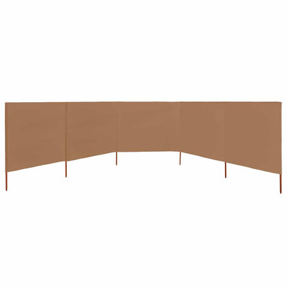 vidaXL 5-panel Wind Screen Fabric 600x120 cm Taupe