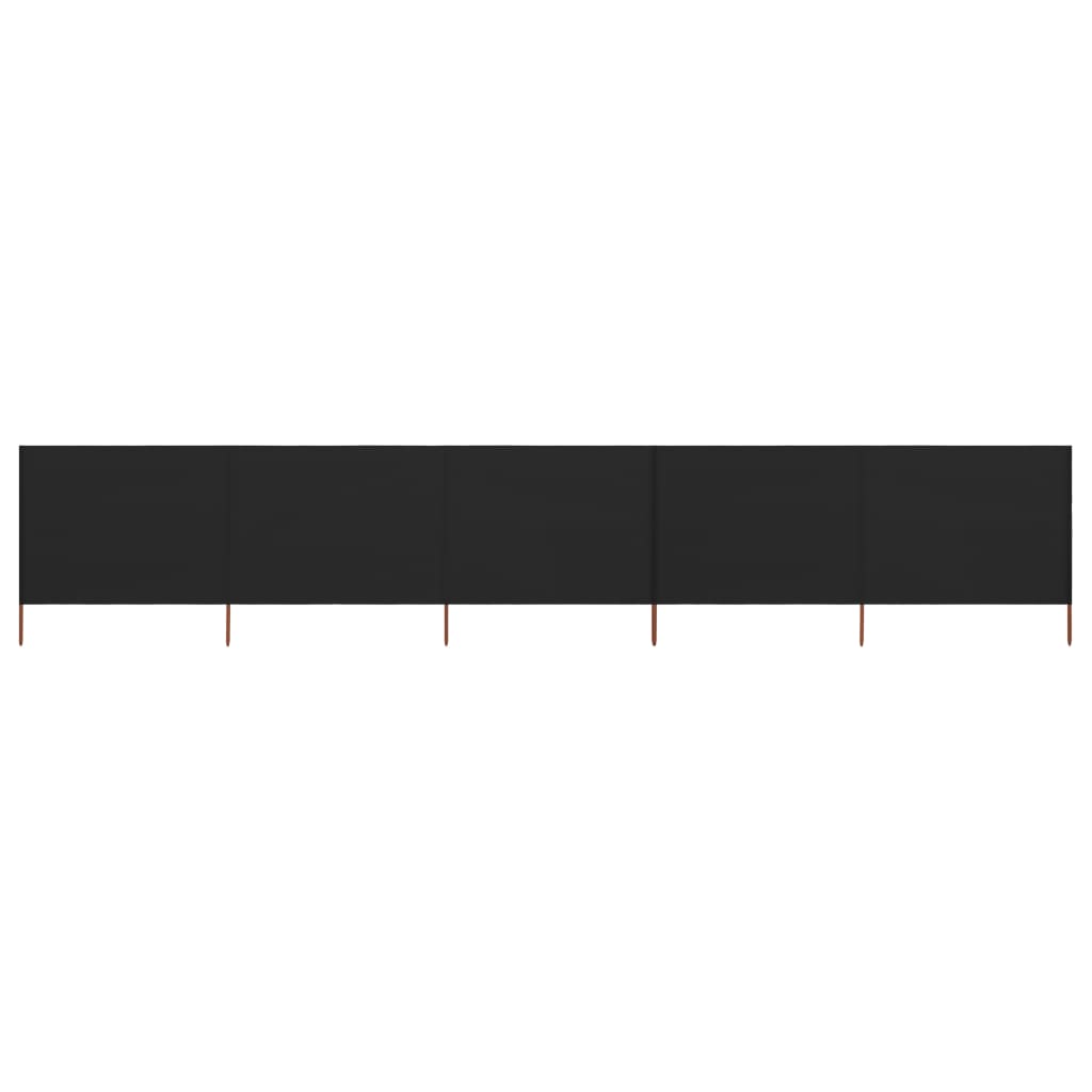 vidaXL 5-panel Wind Screen Fabric 600x120 cm Black