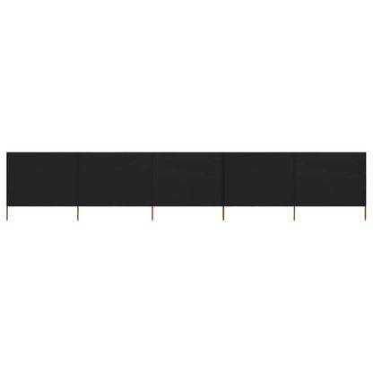 vidaXL 5-panel Wind Screen Fabric 600x120 cm Black