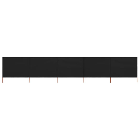vidaXL 5-panel Wind Screen Fabric 600x120 cm Black