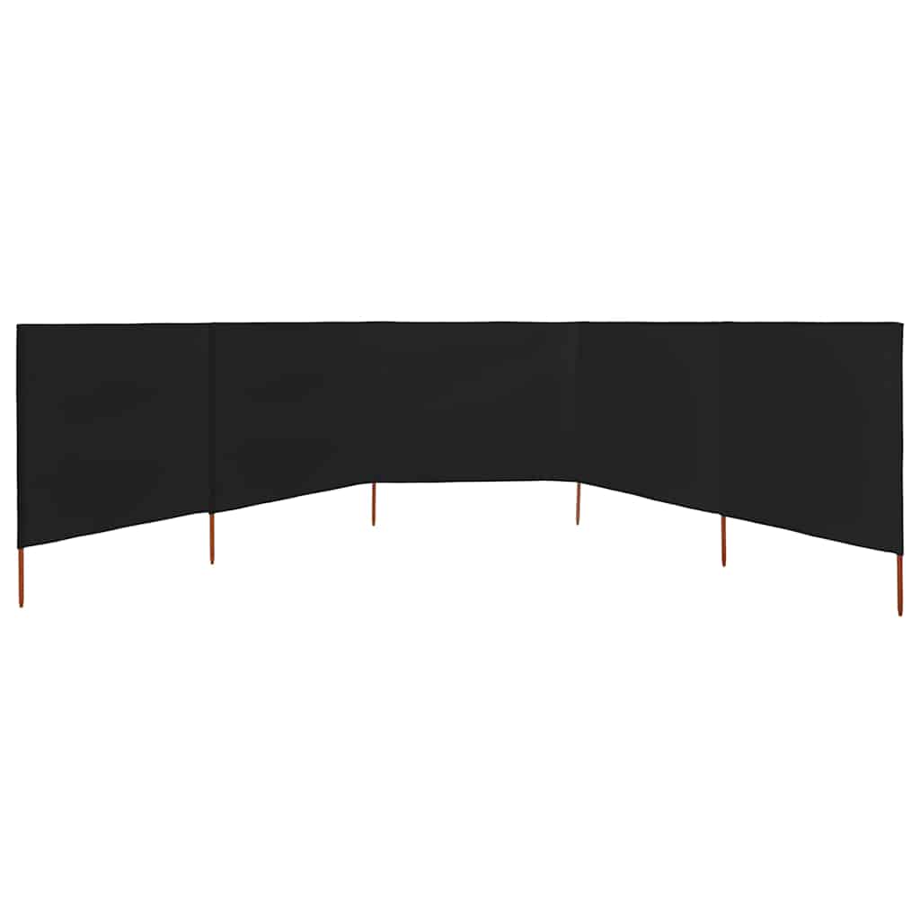 47164 vidaXL 5-panel Wind Screen Fabric 600x120 cm Black