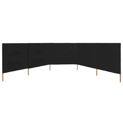 47164 vidaXL 5-panel Wind Screen Fabric 600x120 cm Black