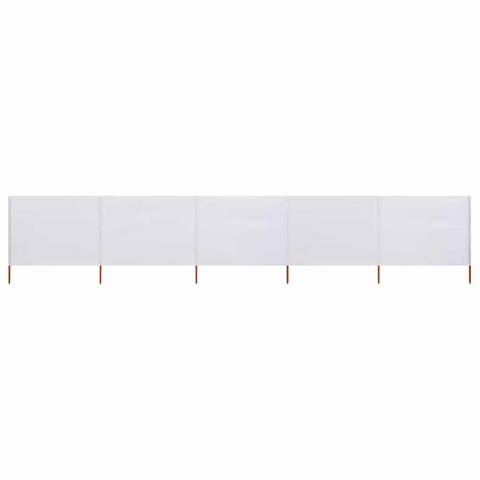 vidaXL 5-panel Wind Screen Fabric 600x160 cm Sand White