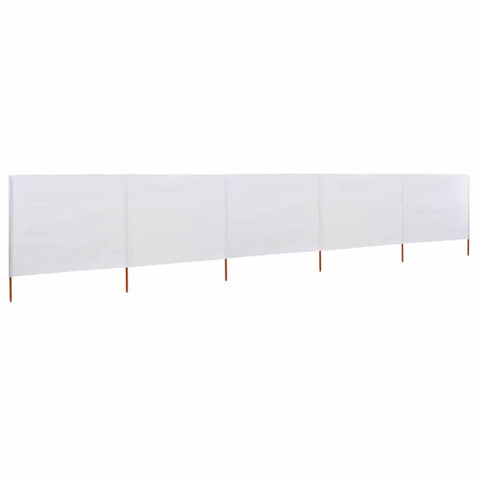 vidaXL 5-panel Wind Screen Fabric 600x160 cm Sand White