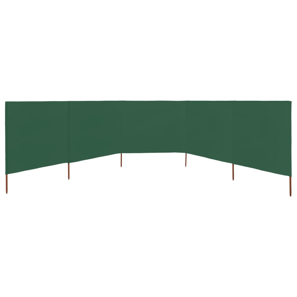 vidaXL 5-panel Wind Screen Fabric 600x160 cm Green
