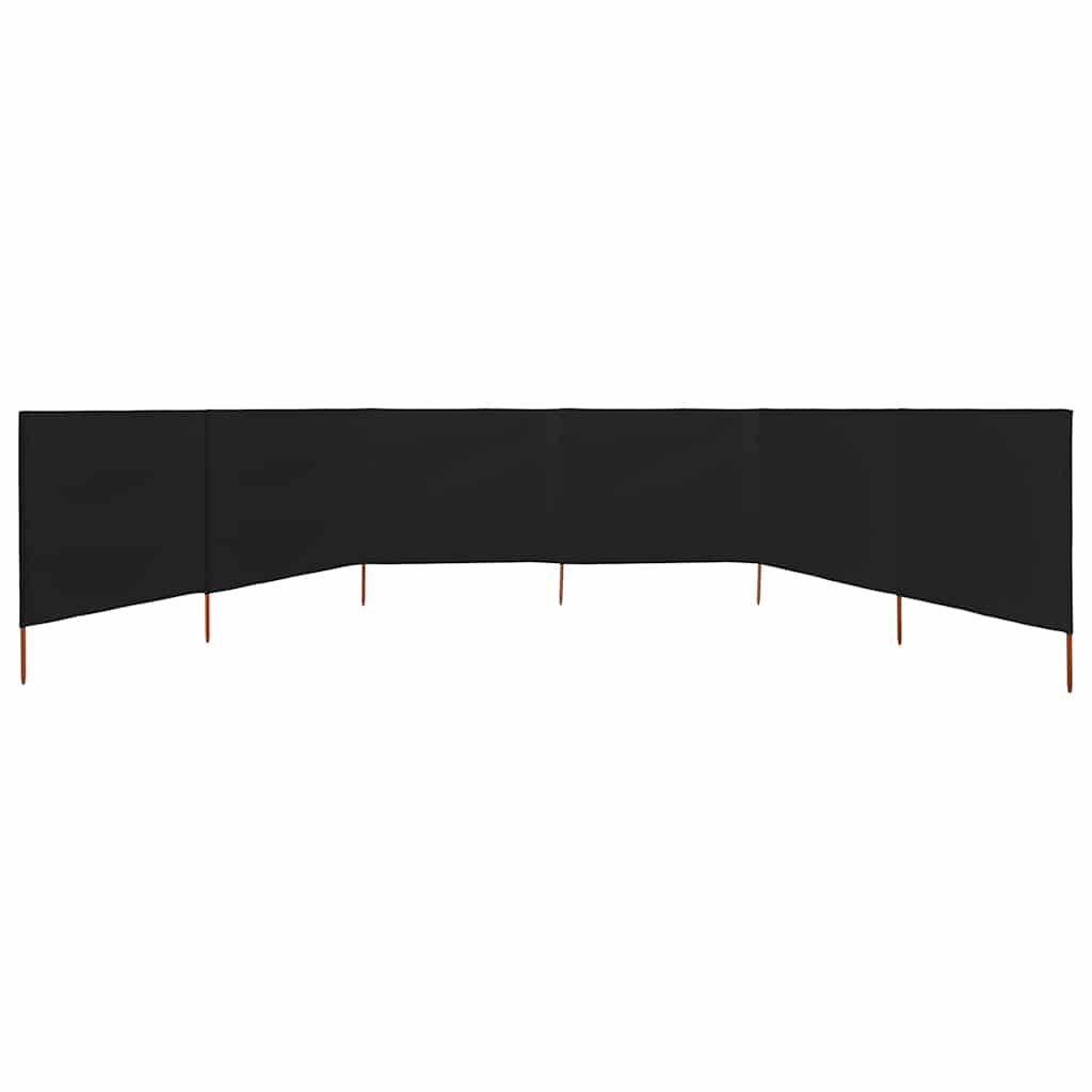 47172 vidaXL 6-panel Wind Screen Fabric 800x80 cm Black
