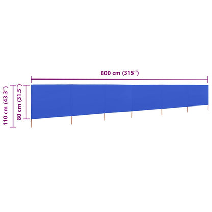 vidaXL 6-panel Wind Screen Fabric 800x80 cm Azure Blue