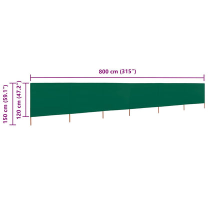 47175 vidaXL 6-panel Wind Screen Fabric 800x120 cm Green