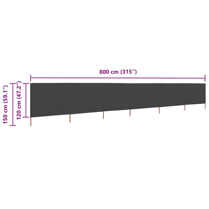 vidaXL 6-panel Wind Screen Fabric 800x120 cm Anthracite