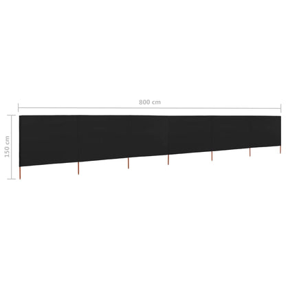 vidaXL 6-panel Wind Screen Fabric 800x120 cm Black