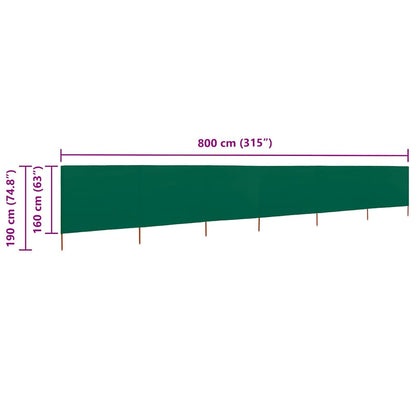 vidaXL 6-panel Wind Screen Fabric 800x160 cm Green