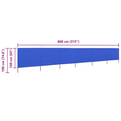 vidaXL 6-panel Wind Screen Fabric 800x160 cm Azure Blue