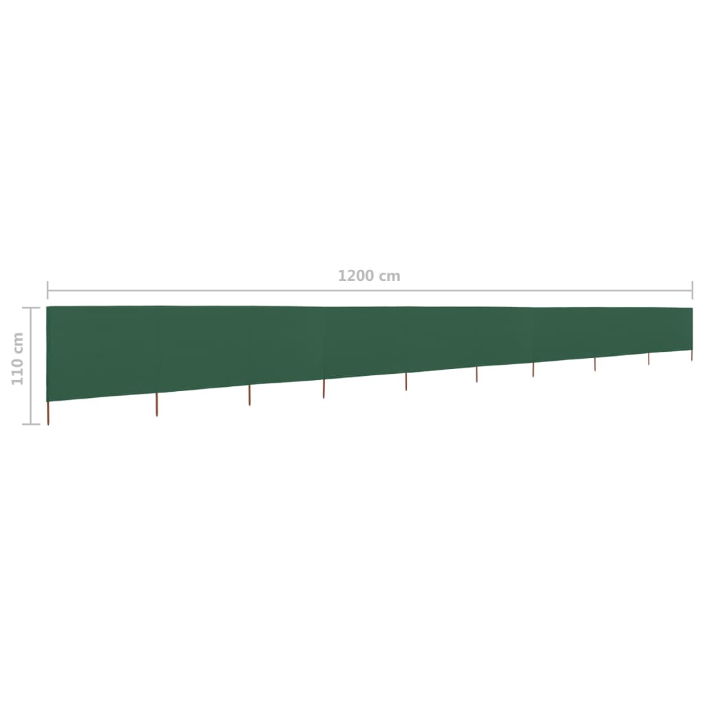 vidaXL 9-panel Wind Screen Fabric 1200x80 cm Green