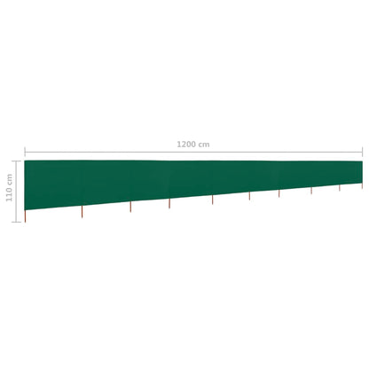 vidaXL 9-panel Wind Screen Fabric 1200x80 cm Green
