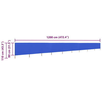 vidaXL 9-panel Wind Screen Fabric 1200x80 cm Azure Blue