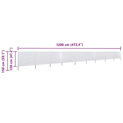 vidaXL 9-panel Wind Screen Fabric 1200x120 cm Sand White