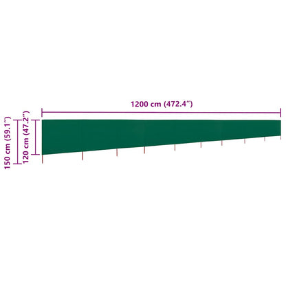 vidaXL 9-panel Wind Screen Fabric 1200x120 cm Green