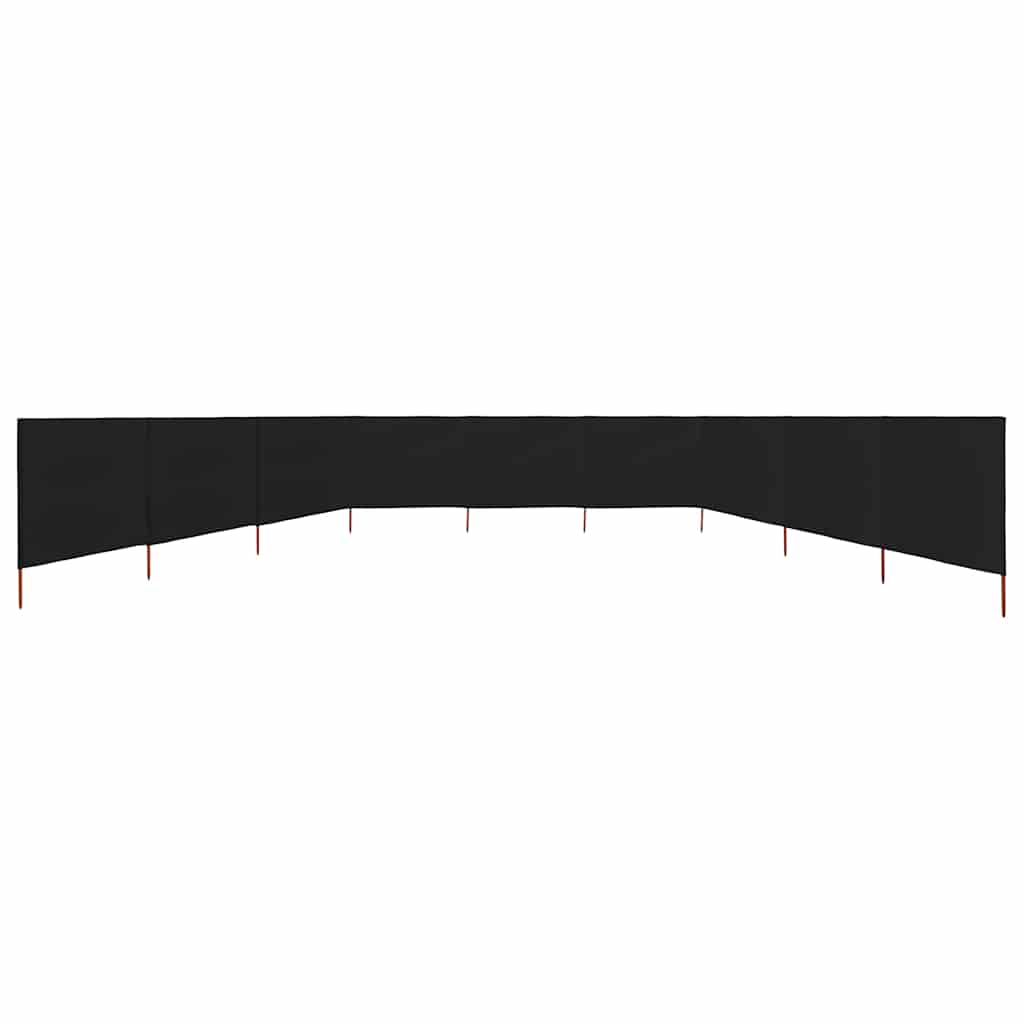 47202 vidaXL 9-panel Wind Screen Fabric 1200x160 cm Black