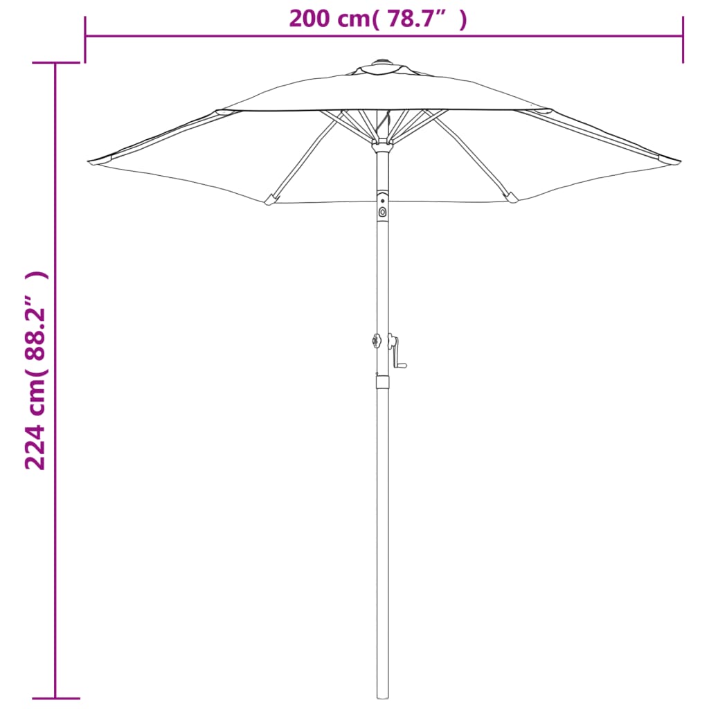 vidaXL Garden Parasol | Black and dark grey | Aluminium, Polyester | Medium