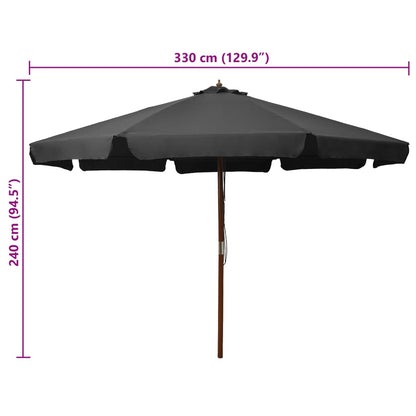 vidaXL Garden Parasol | Anthracite | Polyester | Large | Foldable