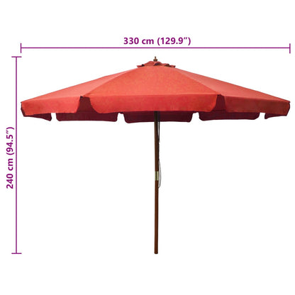 vidaXL Garden Parasol | Terracotta | Polyester, Laminated Bamboo, Hardwood