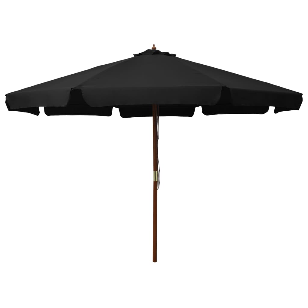 vidaXL Garden Parasol | Black | Polyester, Laminated Bamboo, Hardwood | Large