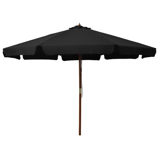 vidaXL Garden Parasol | Black | Polyester, Laminated Bamboo, Hardwood | Large
