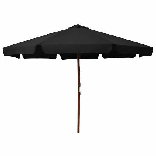 47218 vidaXL Outdoor Parasol with Wooden Pole 330 cm Black