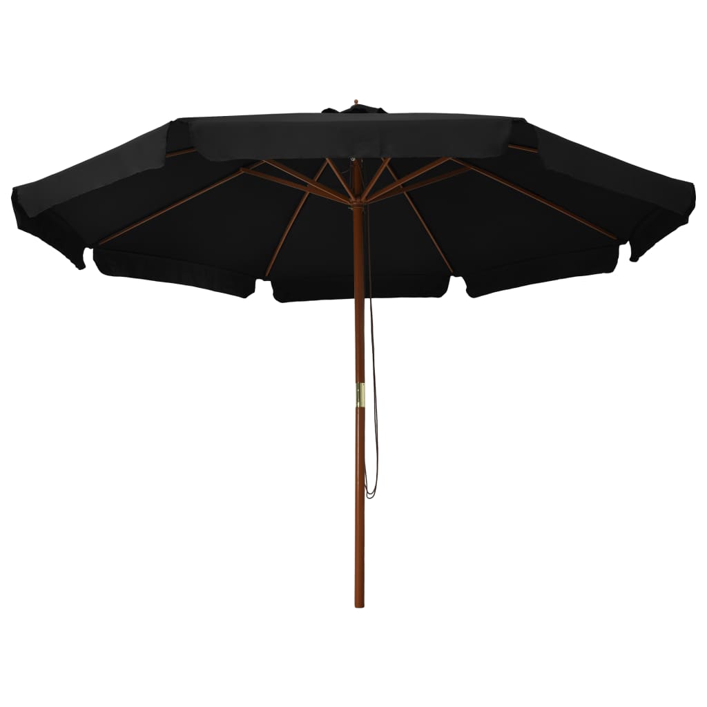 vidaXL Garden Parasol | Black | Polyester, Laminated Bamboo, Hardwood | Large