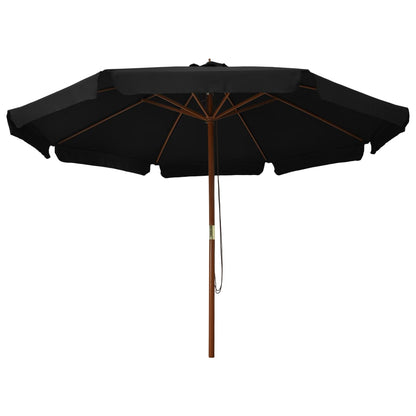 vidaXL Garden Parasol | Black | Polyester, Laminated Bamboo, Hardwood | Large