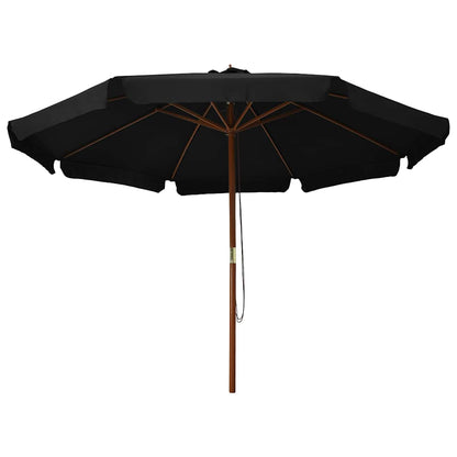 47218 vidaXL Outdoor Parasol with Wooden Pole 330 cm Black