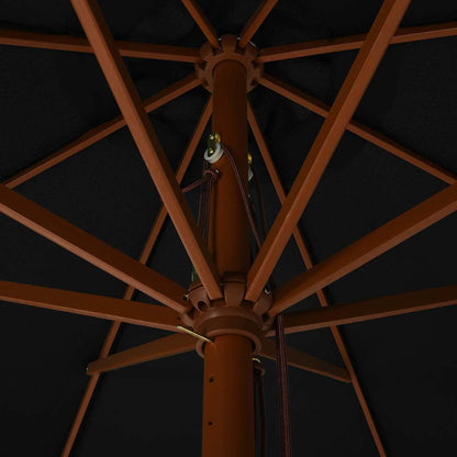 47218 vidaXL Outdoor Parasol with Wooden Pole 330 cm Black