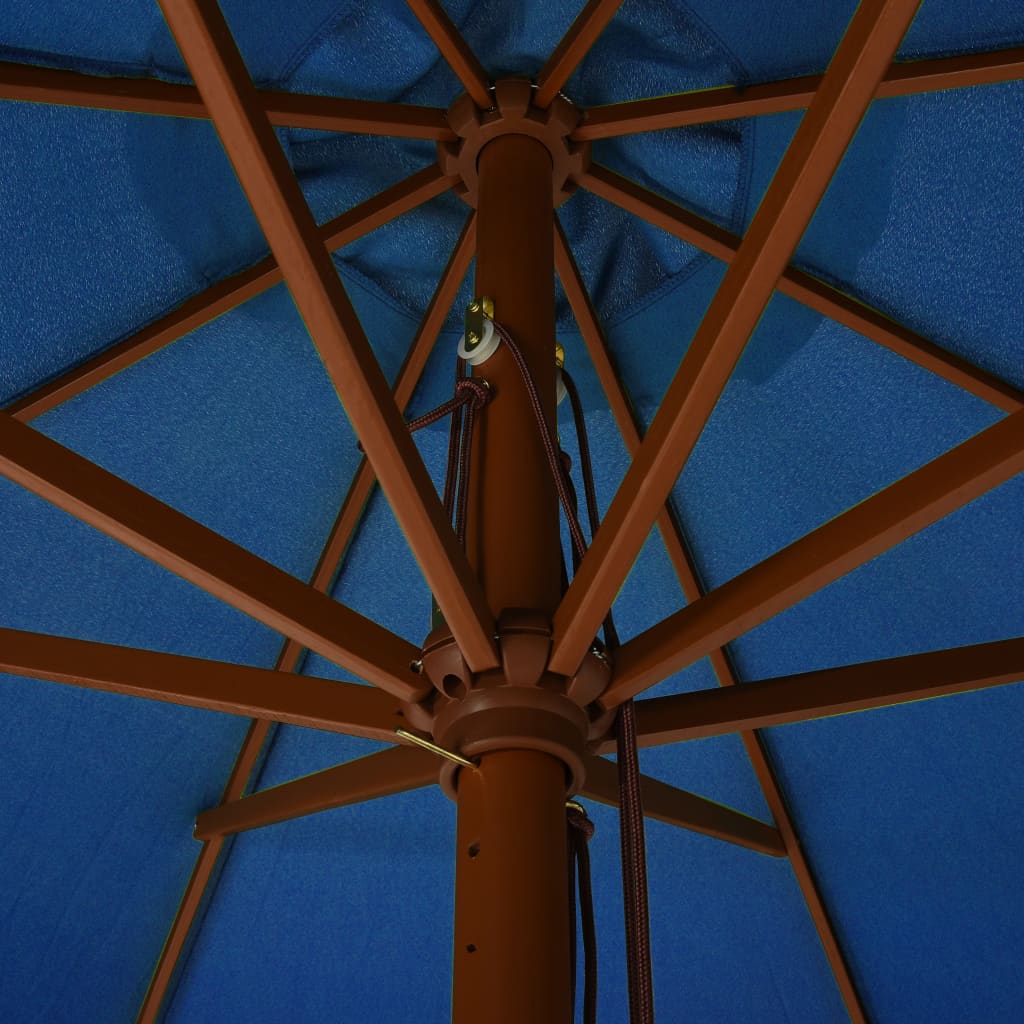 vidaXL Garden Parasol with Wooden Pole 330 cm Azure