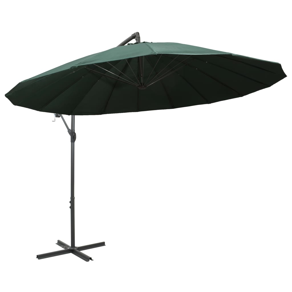 vidaXL Hanging Garden Parasol Green 3 m Aluminium Pole